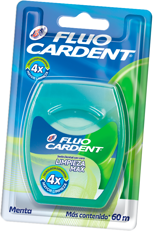 Máxima frescura con Fluocardent de JGB y la seda dental Limpieza Max, tecnología avanzada hasta 4 veces más.